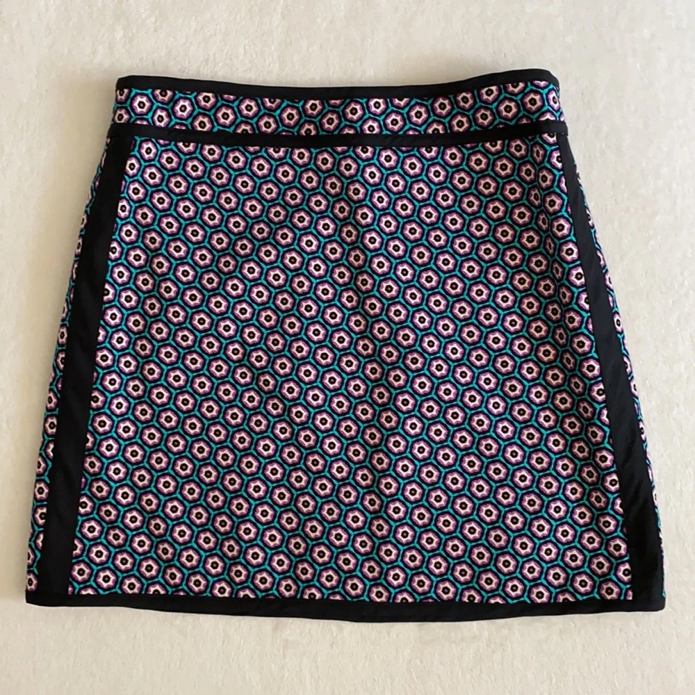 Nanette Lepore | Bohemian Geometric Print Stretch Cotton A-Line Mini Skirt 8 - Picture 16 of 16